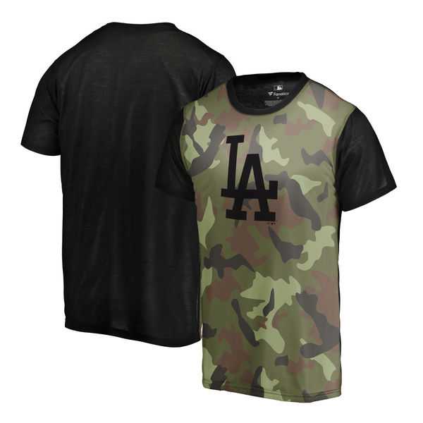 Los Angeles Dodgers Fanatics Branded Green 2018 Memorial Day Camo Blast Sublimated T Shirt